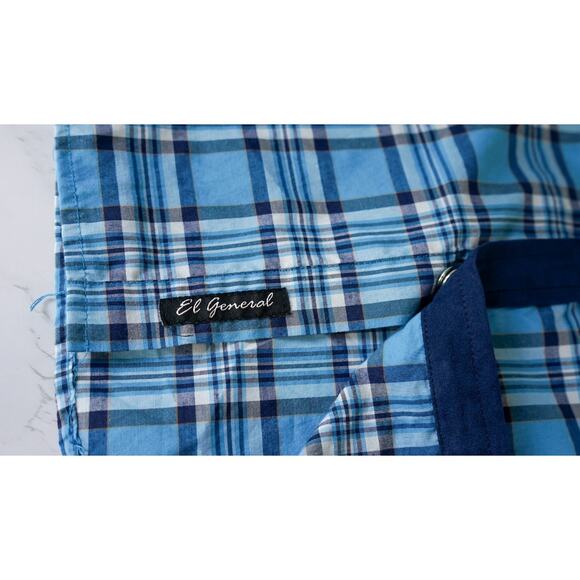 El General Men Embroidered Plaid Western Pearl Snap Button Shirt M Cowboy Rodeo - Picture 14 of 16